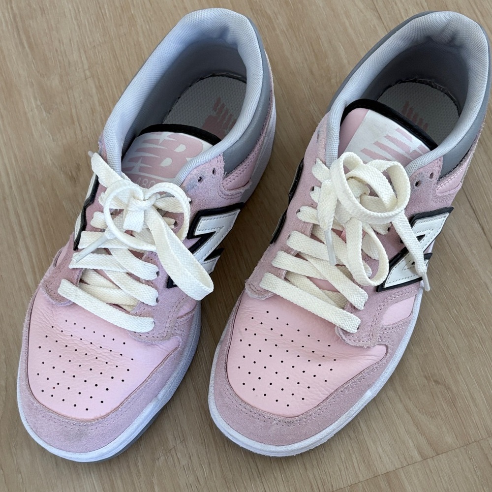 New Balance Women's Light Pink and White Sneakers